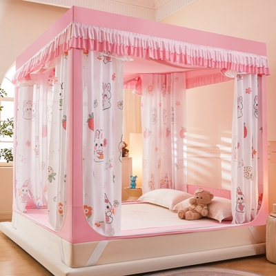 2025新款蚊帐防摔全底婴儿防止掉床围栏家用加粗厚支架遮光蒙古包
