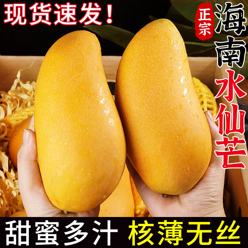正宗海南水仙芒果当季热带水果新鲜现摘金煌黄皮芒甜心芒大果整箱