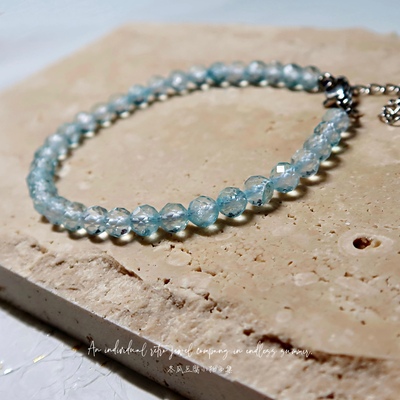 复古天然瑞士蓝托帕石水晶手链