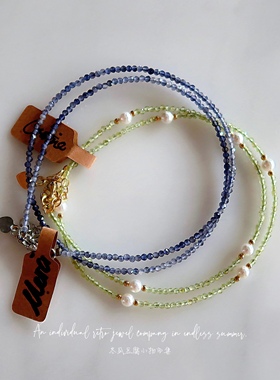 设计师轻盈纤细宝石套装项链手链