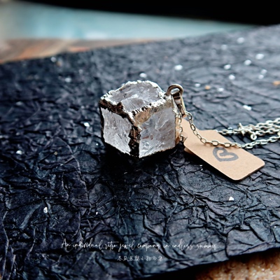 天然水晶银冰糖项链原创情侣礼物