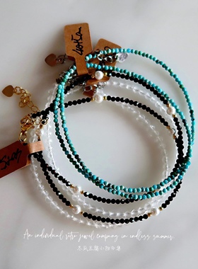 设计师轻盈纤细宝石套装项链手链