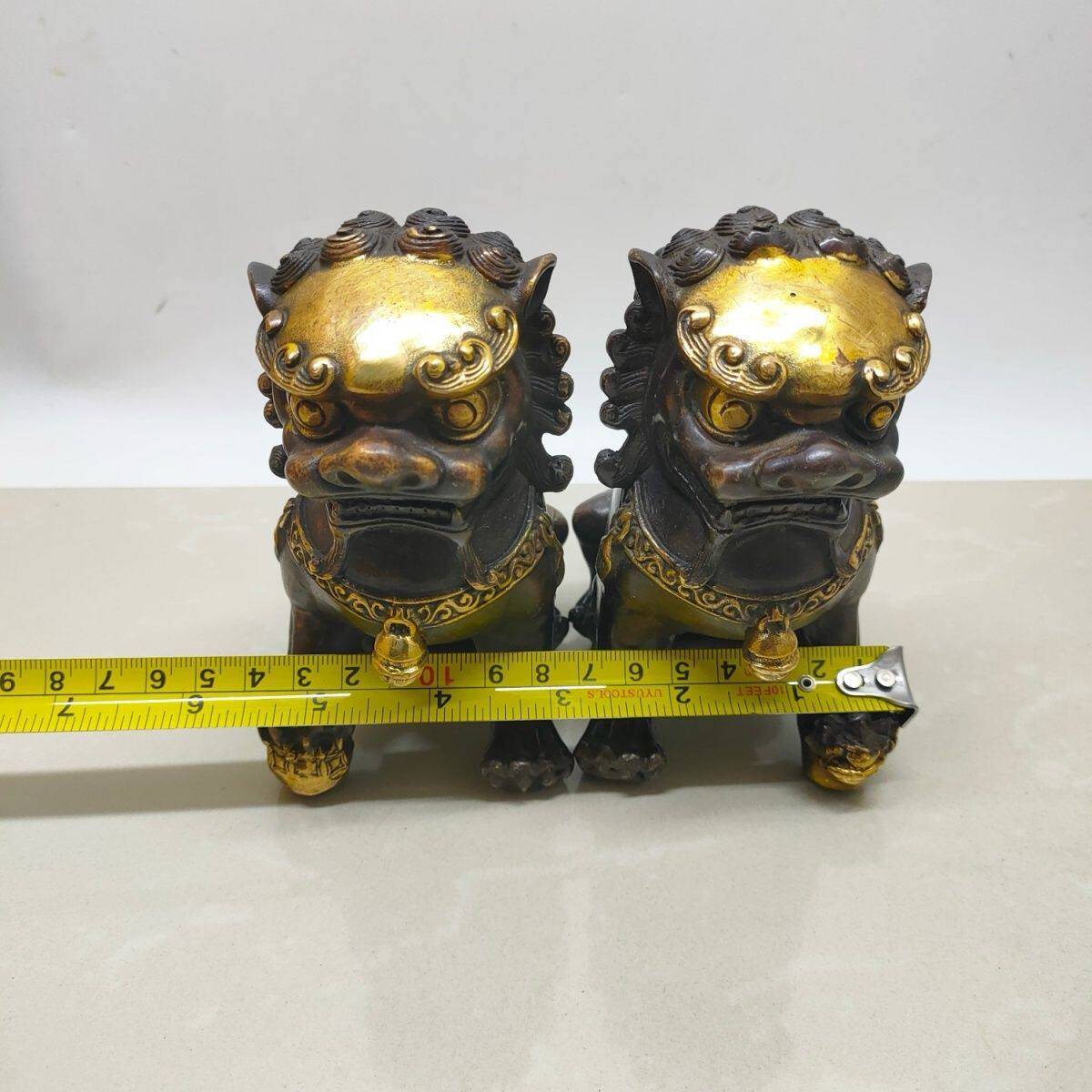 纯铜鎏金狮子一对摆件北京狮宫门狮家居桌面装饰品