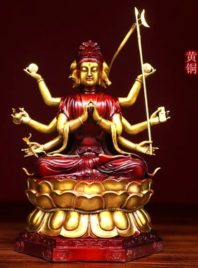 大号铜斗母元君铜像斗姆斗姥众星之母姆紫光夫人四面佛摆件供奉