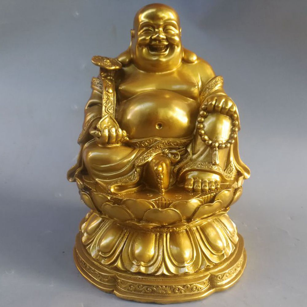 如意纯铜元宝工艺品人物大肚佛