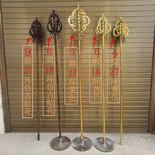 禅杖纯铜九环锡杖少林方丈大玄奘手杖护法6股18环9股27环铜器摆件