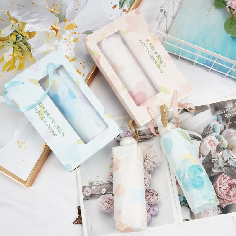 礼盒迷你小巧可携式五折伞花朵黑胶防晒抗UV晴雨两用遮阳遮阳伞,居家日用,伞,淘宝优惠券,粉丝福利购,淘宝优惠卷