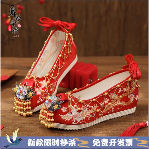 绣花鞋手工定制串珠新娘结婚鞋
