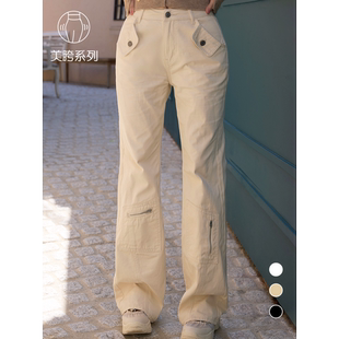 美式 女显瘦百搭长裤 DL25F3601 裤 kindame韩国半宽松口袋工装