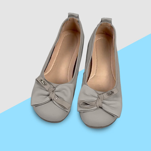 软牛皮浅口蝴蝶结平底大码女单鞋