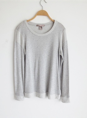 简约纯棉女卫衣长袖灰色运动休闲女士上衣莫代尔春秋宽松韩版0847