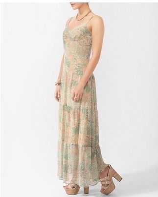 欧美时尚花色雪纺超长吊带女连衣裙性感露背美背 春夏新款0034