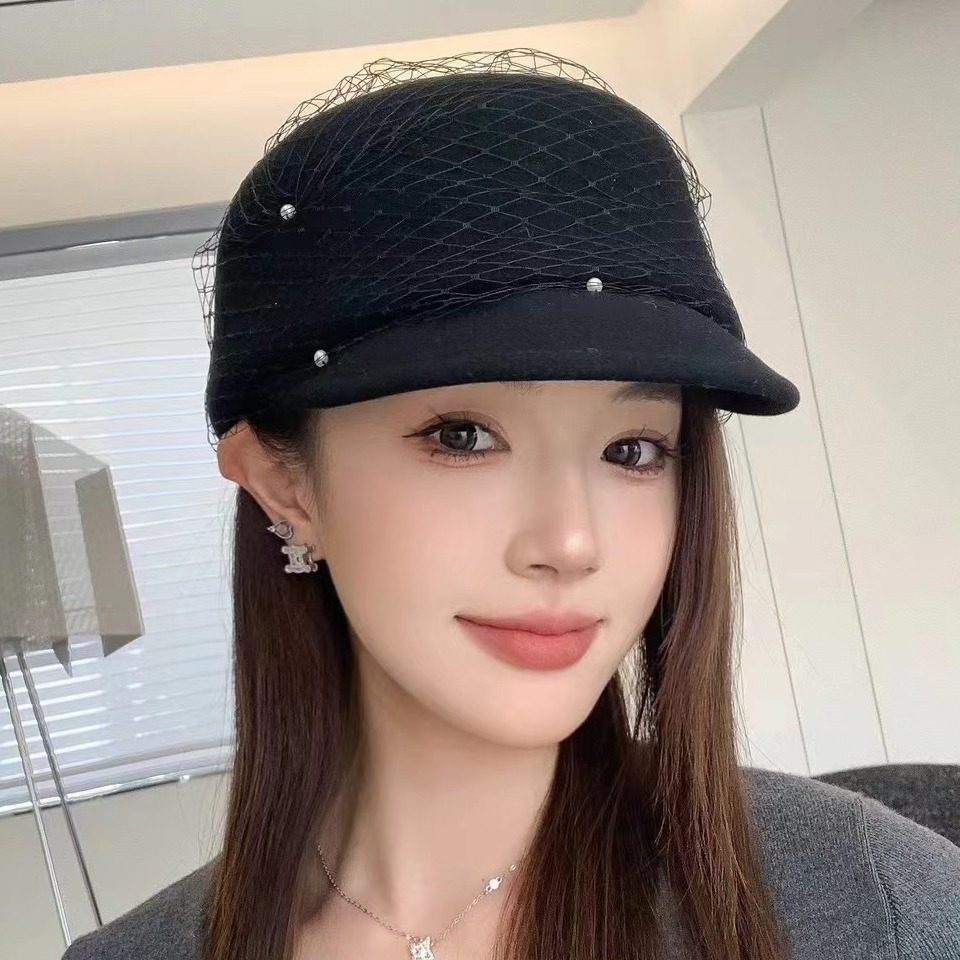 珍珠网纱羊毛呢马术帽女秋冬英伦复古名媛礼帽显脸小鸭舌帽贝雷帽,服饰配件/皮带/帽子/围巾,帽子,淘宝优惠券,粉丝福利购,淘宝优惠卷