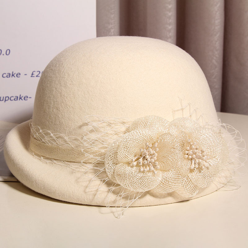 法式轻奢麻纱花朵羊毛呢贝雷帽女秋冬赫本风优雅复古盆帽百搭礼帽,模玩/动漫/周边/娃圈三坑/桌游,聚会装饰帽子,淘宝优惠券,粉丝福利购,淘宝优惠卷