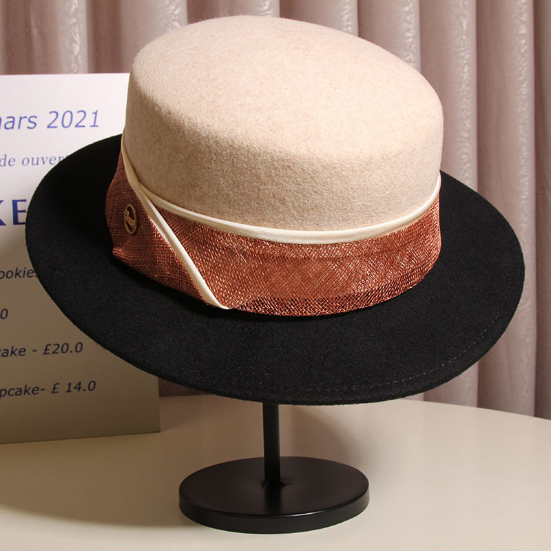 法式赫本风拼色麻纱羊毛呢平顶礼帽女秋冬英伦复古名媛百搭爵士帽,户外/登山/野营/旅行用品,军迷帽/奔尼帽/平顶帽/解放帽,淘宝优惠券,粉丝福利购,淘宝优惠卷