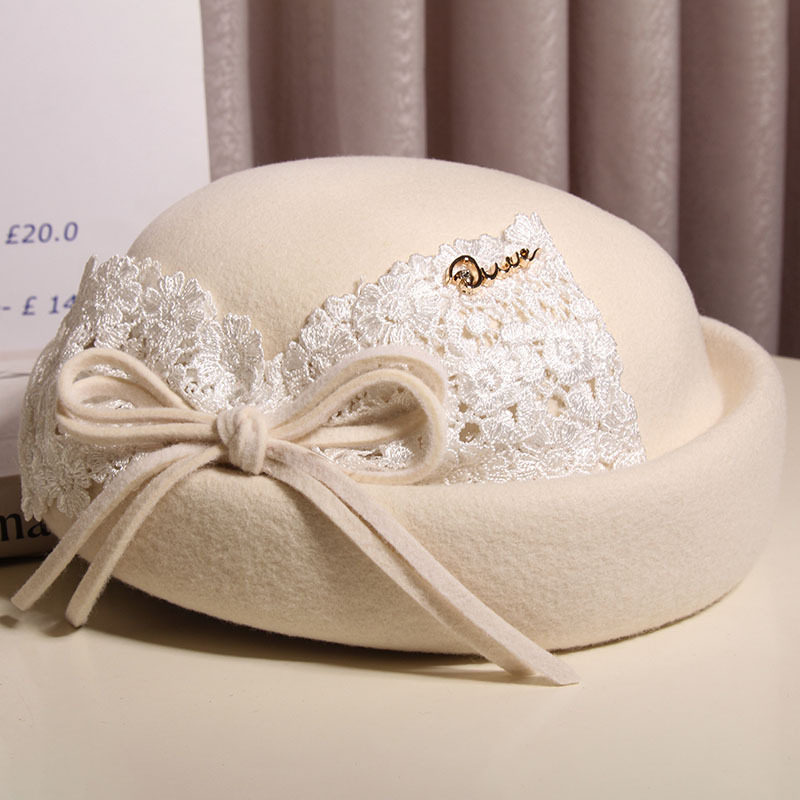秋冬蕾丝蝴蝶结羊毛呢贝雷帽女高端法式千金小礼帽赫本风复古盆帽,个性定制/设计服务/DIY,针织帽,淘宝优惠券,粉丝福利购,淘宝优惠卷