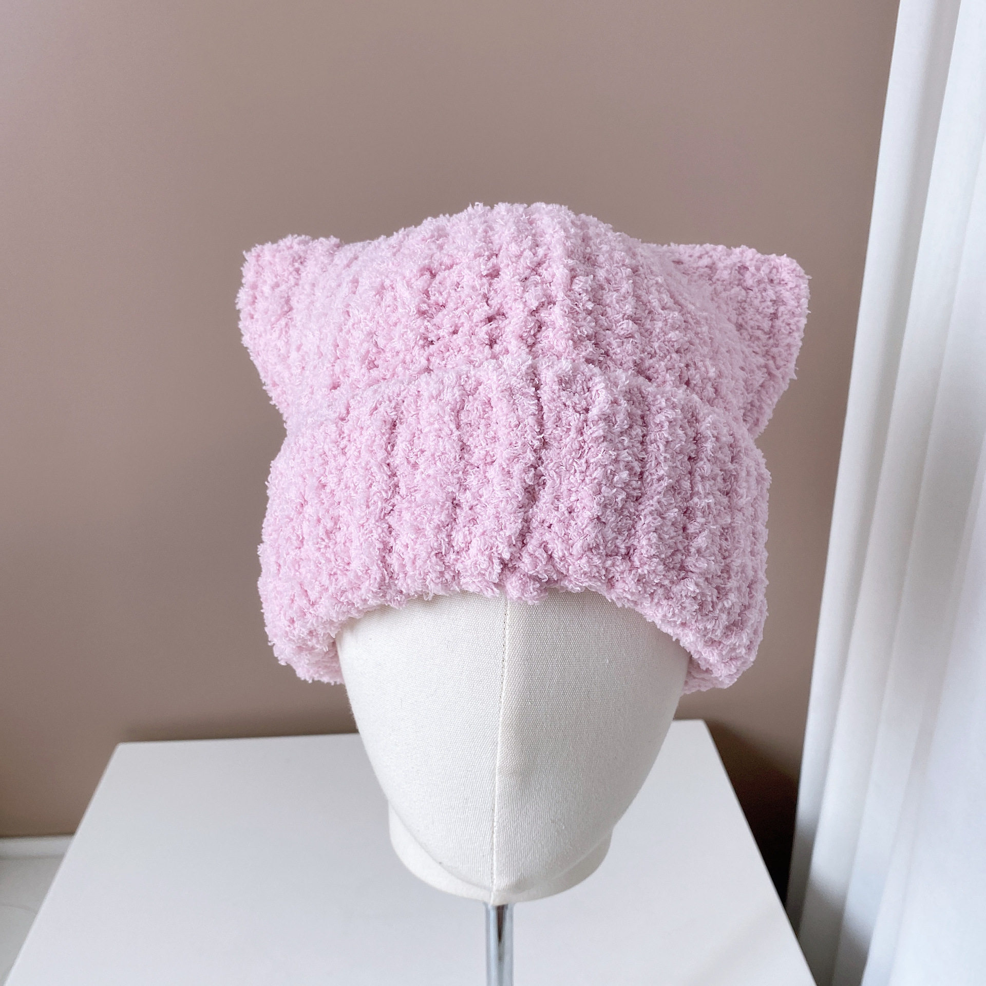 可爱猫耳朵加厚毛绒针织帽女冬季时尚保暖套头帽户外防寒护耳盆帽,服饰配件/皮带/帽子/围巾,耳套,淘宝优惠券,粉丝福利购,淘宝优惠卷