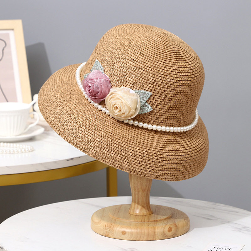 时尚女土遮阳帽海边沙滩盆帽潮流夏季花朵珍珠大檐遮脸防晒渔夫帽,服饰配件/皮带/帽子/围巾,防晒帽,淘宝优惠券,粉丝福利购,淘宝优惠卷