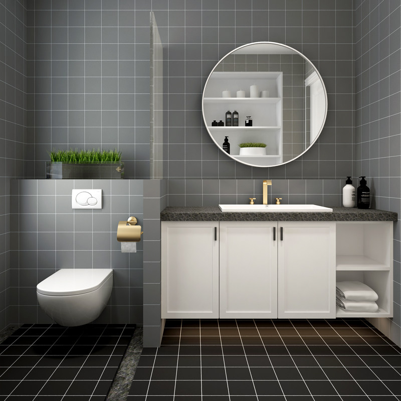 自粘墙纸墙贴厕所浴室瓷地砖遮丑地板贴纸耐磨防滑卫生间防水壁纸