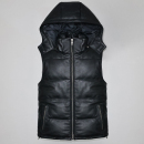 男女真皮羽绒防寒服马甲头层牛皮衣修身 脱卸帽立领休闲背心坎肩阴