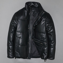 男女立领真皮羽绒防寒服头层绵羊真皮皮衣修身青年廓形简约保暖莫