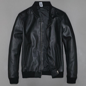 青年简约休闲运动皮夹克袁 短款 男士 真皮棒球服头层绵羊皮衣男修身