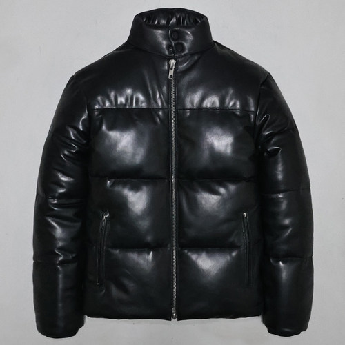 男女头层绵羊立领真皮羽绒防寒服