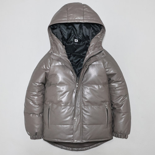 男女头层绵羊真皮羽绒防寒服皮衣