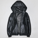 夹克外套呆 青年简约连帽衫 头层软牛皮真皮皮衣男女修身 休闲短款