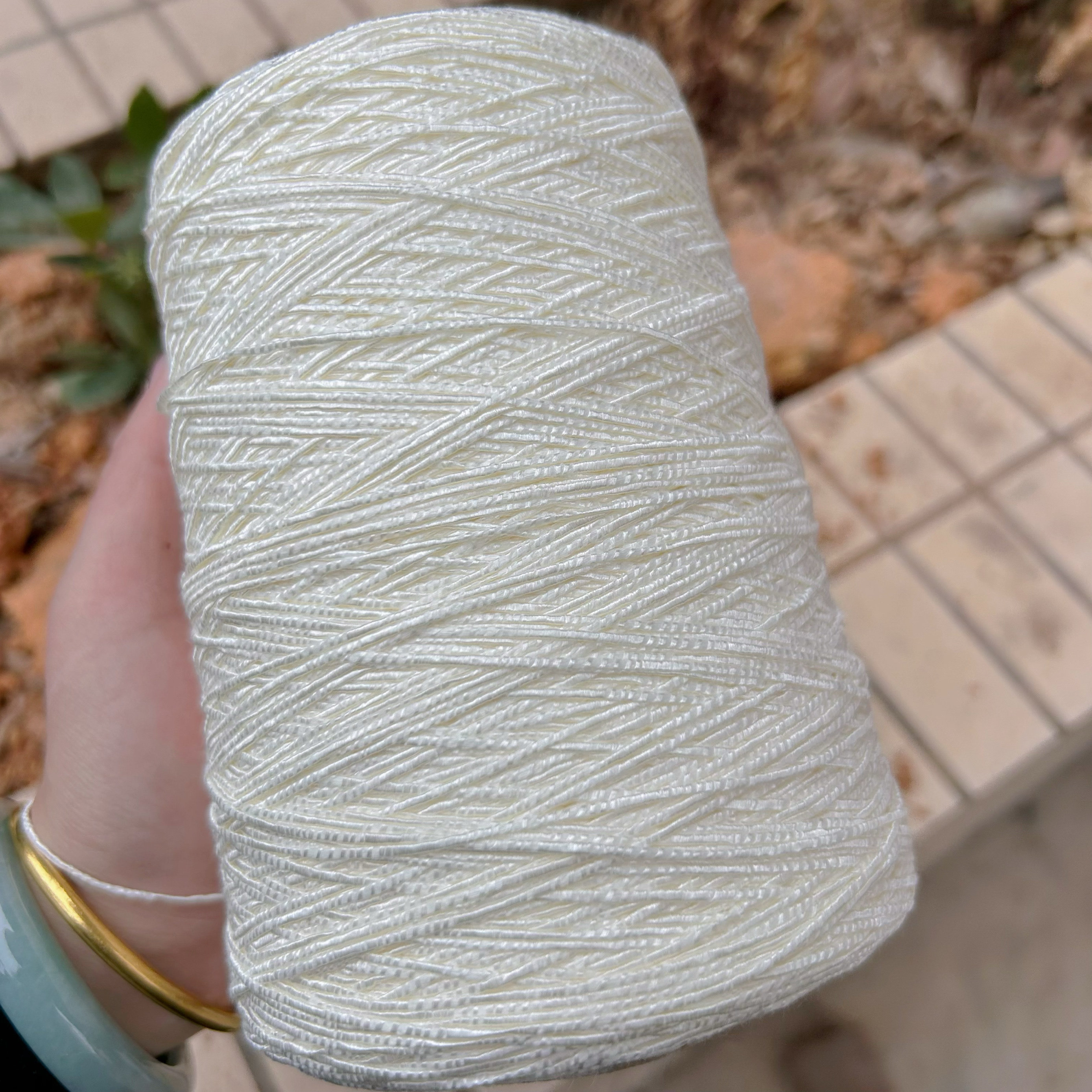 标价500克 白色有光泽包芯纱圆心带子粗线包包玩偶手工编织线包邮