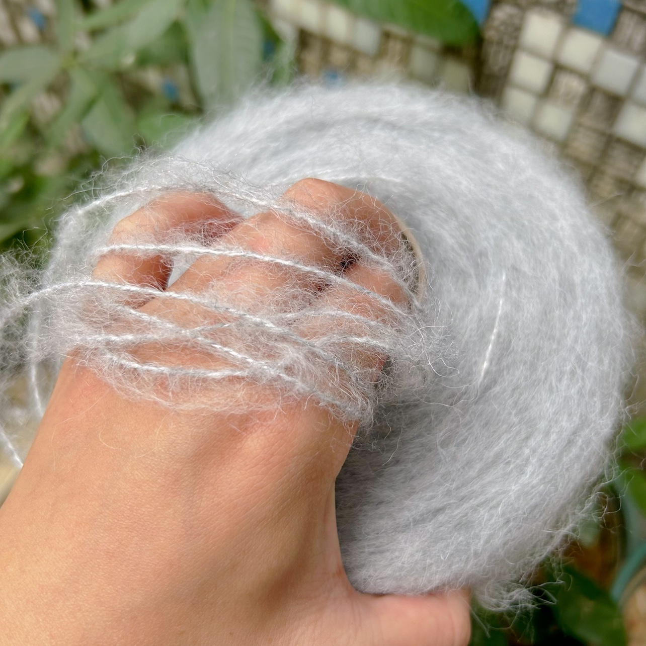 灰色中粗围巾编织线杨心静马海