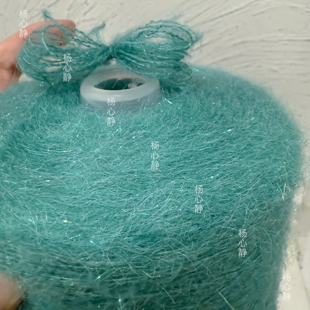 标价500克绿色闪光幻彩丝细芯羊毛马海毛25%羊毛柔软围巾毛衣编织