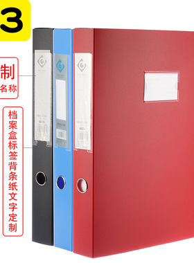 A3档案盒55mm加厚文件盒干部人事立式凭证盒粘扣塑料收纳盒PP办公资料盒侧面标签蓝色文件夹大容量文具用品