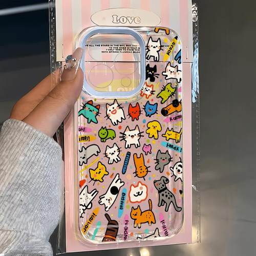 适用红米炸开涂鸦猫咪可爱硅胶vi