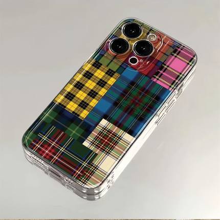 多彩格子适用苹果16/15pro手机壳超薄华为mate60软壳p50荣耀100红米note11/9女OPPOreno13小米14/vivos12/s10