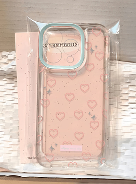 粉扑扑爱心适用苹果15promax手机壳iphone12/11女mate60透明红米note13防摔16小米14华为pura70荣耀软vivoppo