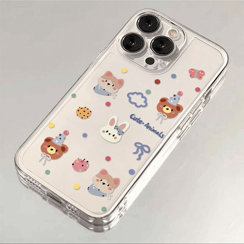 小熊兔子适用苹果17/16pro手机壳华为pura70/p50软壳mate60红米note11透明OPPOreno13/9/8小米14/vivos12/s15