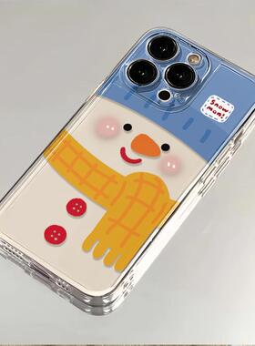 围巾雪人适用苹果17手机壳iPhone14/16/15promax新款11华为nova13荣耀p70红米note10女opporeno7小米vivos12x