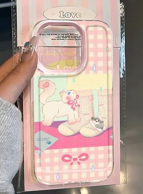 格子猫咪适用苹果16/15pro手机壳超薄华为mate60软壳p50荣耀100红米note11/9女OPPOreno13小米17/vivos12/x80