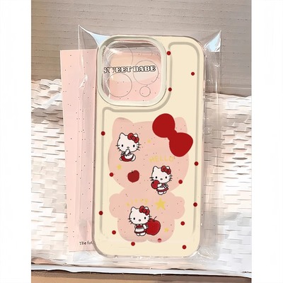 波点Kitty苹果17手机壳16/15pro华为nova7适用p50荣耀70红米note13女OPPOreno11/9/8小米14/vivos12s7新款x80