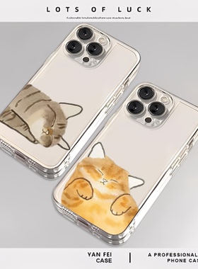 睡觉猫咪苹果17手机壳16/15pro华为nova10适用p50荣耀70红米note13女OPPOreno11/9/8小米14/vivos12s7情侣x80