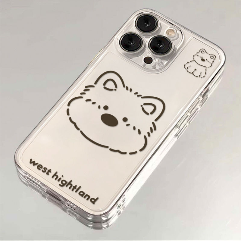 呆萌线条小狗适用苹果17手机壳iPhone14/16/15promax新款11华为nova13荣耀红米note10女opporeno7小米vivos12