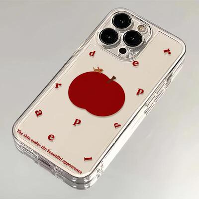 英文红苹果适用苹果17手机壳iPhone14/16/15promax新款11华为nova13荣耀70红米note10女opporeno7小米vivos12