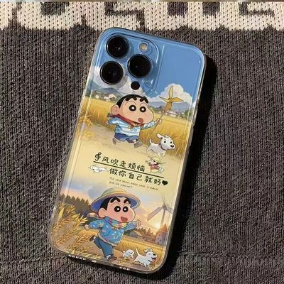 乡下小新适用苹果17promax手机壳16/15卡通14新款11华为mate60/p70荣耀90/vivox100小米12可爱OPPO红米note13