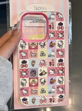 插画kt猫适用苹果17/16pro手机壳华为mate60超薄p50荣耀100红米note11女OPPOreno13/9/8/7小米14/vivos12/s15