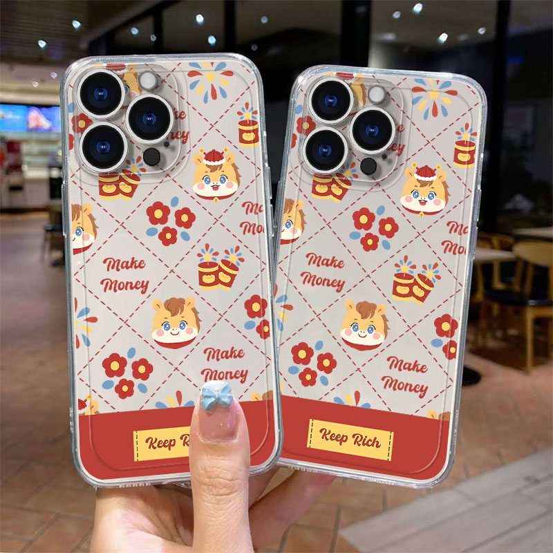 网格小马新年款可爱手机壳多机型