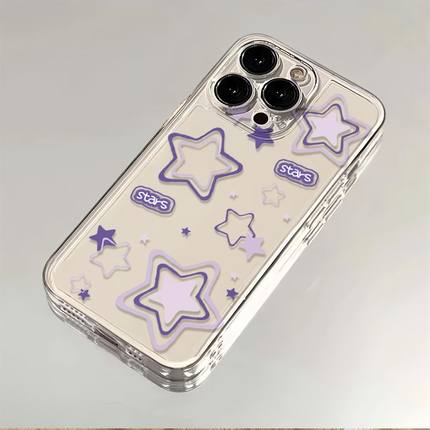 英文紫星星适用苹果17/16pro手机壳华为pura70/p50套mate60红米note11女OPPOreno13/9/8小米14/vivos12/s15潮