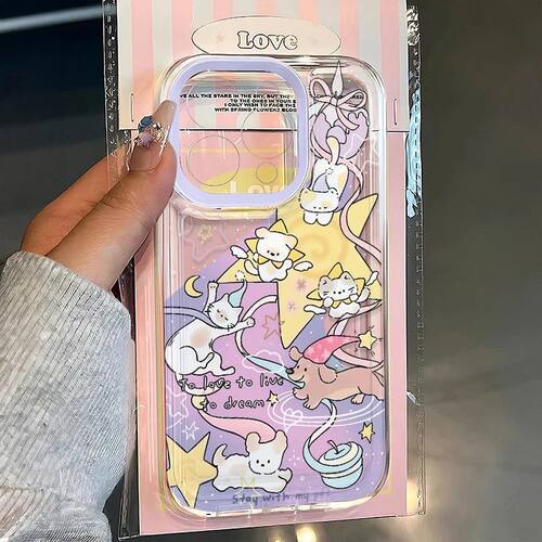 睡梦猫狗派对适用苹果17/16pro手机壳华为pura70/p50潮mate60红米note11女OPPOreno13/9/8小米14/vivos12/s15