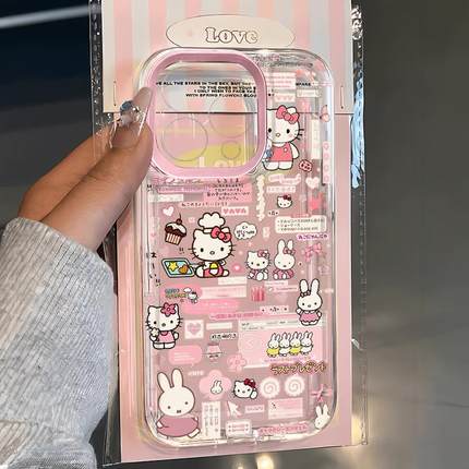 米菲兔和凯蒂适用苹果17/16pro手机壳华为pura70/p50猫mate60红米note11女OPPOreno13/9/8小米14/vivos12/s15