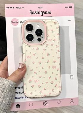 夏日碎花适用苹果17/16pro手机壳华为mate60超薄p50荣耀100红米note11女OPPOreno13/9/8/7小米14/vivos12/s15